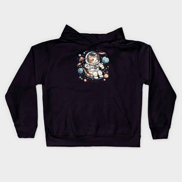 Cute Astronaut Floating In Space Kids Hoodie by Purrestrialco